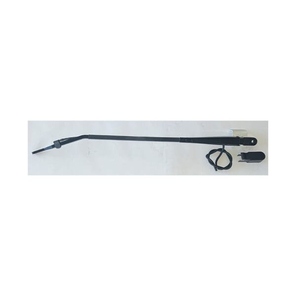 A black handle and a white background