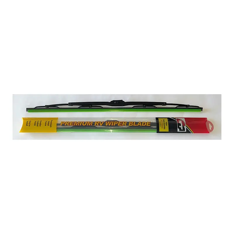 A green windshield wiper and a red pencil.