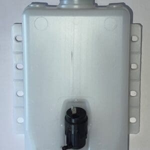 White container with a black cap and connector.
